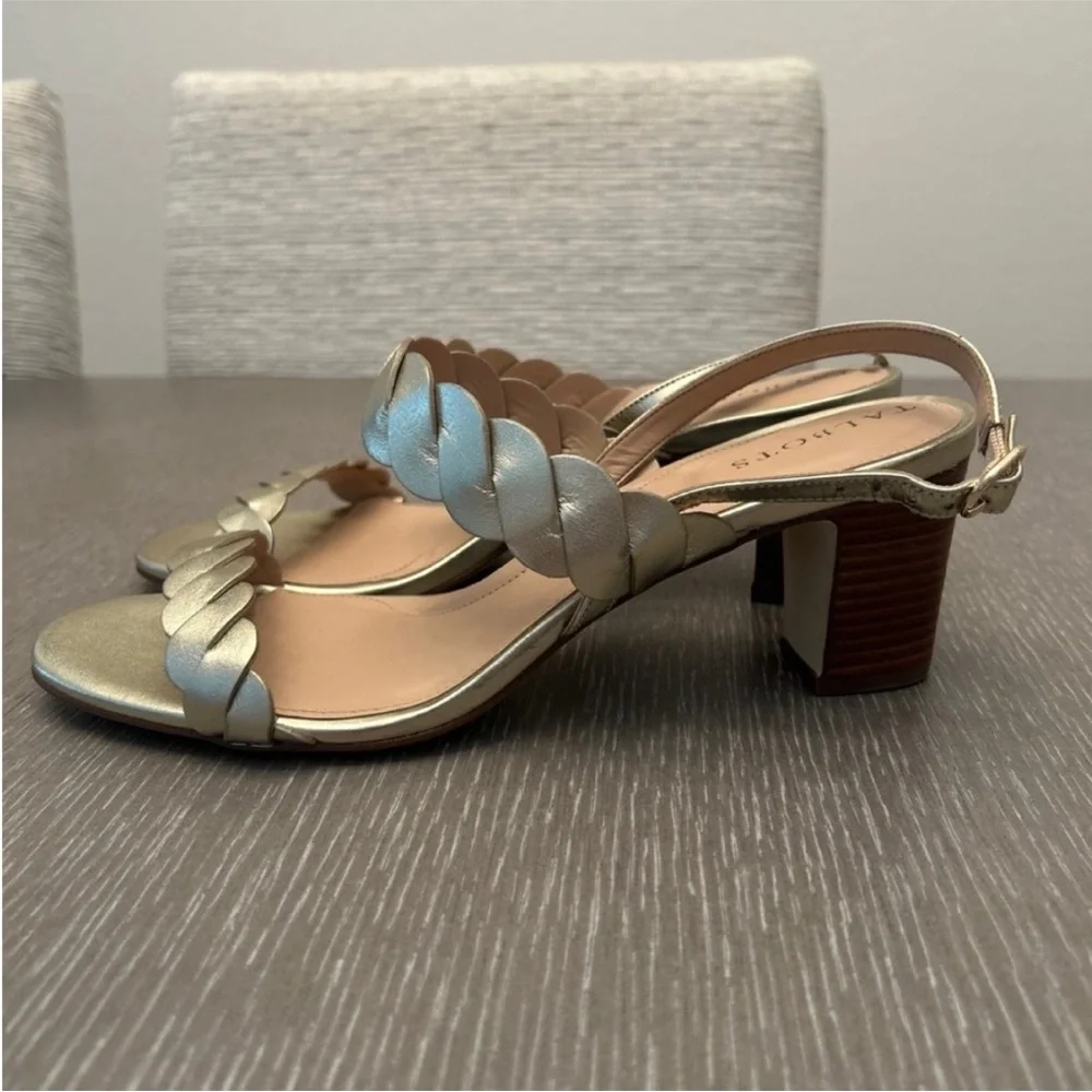 TALBOTS Metallic Gold Braided Strap Sandals Sz 10